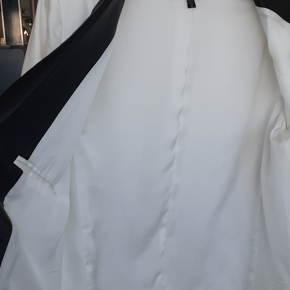 Joe's white Black Leather Collar Trim Tuxedo M blazer Suit Jacket - Picture 11 of 12